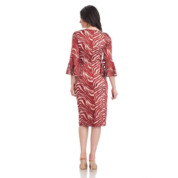 JS Collections Leslie V-Neck Midi Dress Printed In Scarlet Women's Size 4 NWOT - Picture 2 of 12